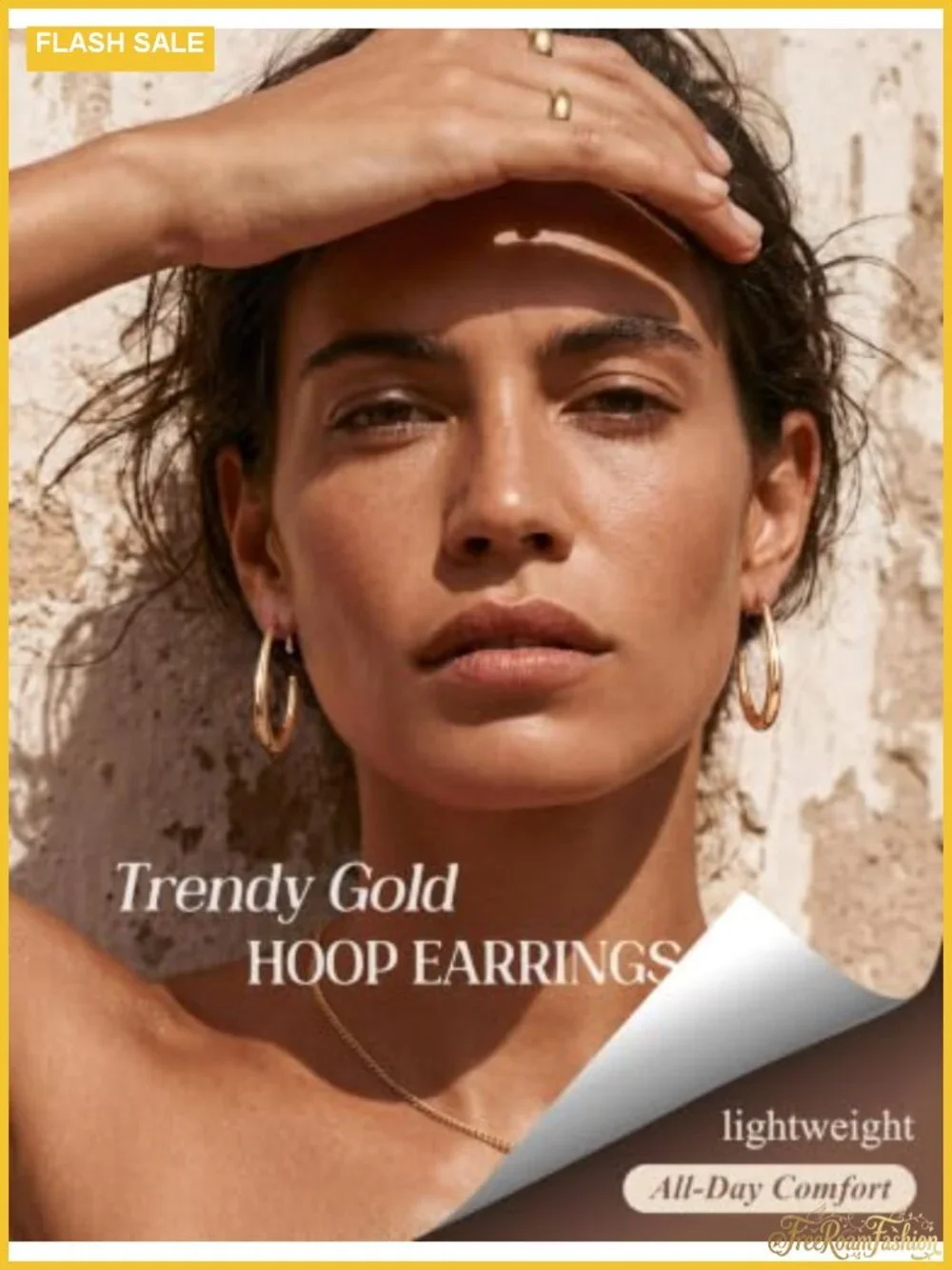 Tungary Gold Dangle Hoop Earrings Hypoallergenic Chunky Hoops 14K Gold Plated